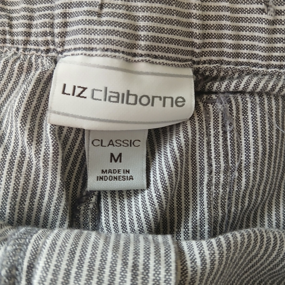 Liz Claiborne Capri Linen Blend Size Medium Pin Stripe - Picture 6 of 7